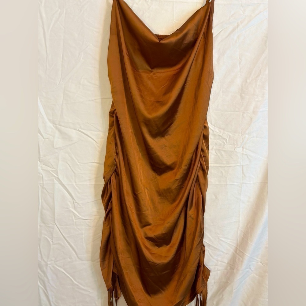 Midi Brown silk dress